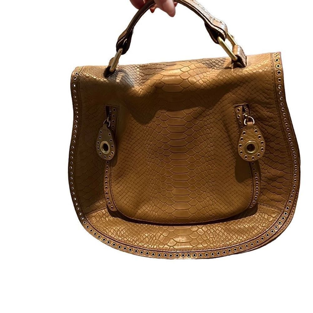 REBECCA MINKOFF Vanity Saddle faux snakeskin purse